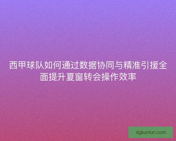 西甲球队如何通过数据协同与精准引援全面提升夏窗转会操作效率 西甲球队如何通过数据协同与精准引援全面提升夏窗转会操作效率